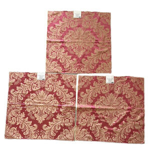 3 Samples Georgian Damask Iridescent Silk Rayon 25" x 25" Hot Pink Rose Gold